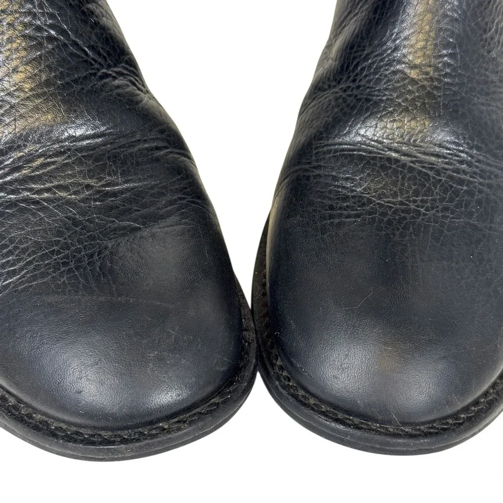 Tory Burch Women's Size 5M Black Leather Riding Boots Gold Logo Buckle Knee High